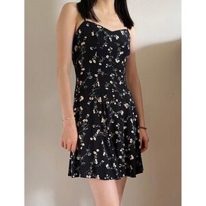 & Other Stories Stockholm Atelier Black Floral Strappy Mini Dress US 2